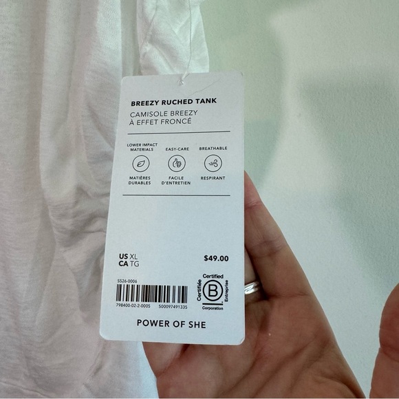 Athleta white breezy ruched tank top size XL NWT - Picture 3 of 6